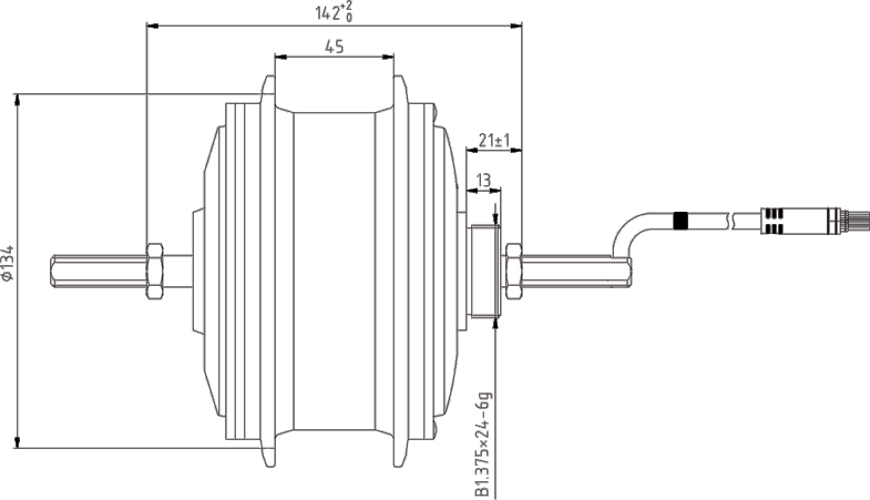 Drawing-of-DGW07C-RA-Rear-Drive-Motor-city-bike