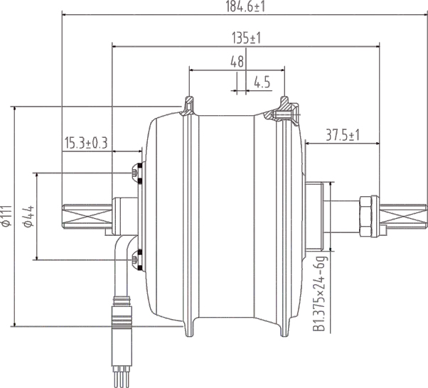 Drawing-of-DGW12MS-Rear-Drive-Motor-city-bike