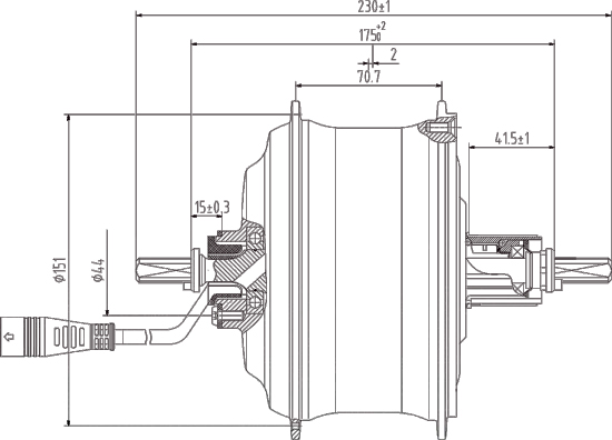 Drawing-of-DGW25E-Rear-Drive-Motor-MTB