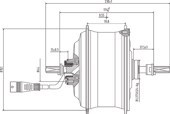 Drawing-of-DGW25E-Rear-Drive-Motor-MTB2